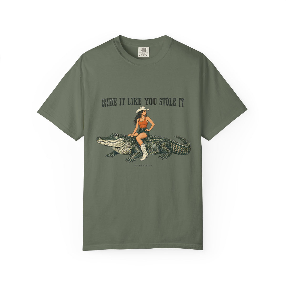 Ride It Like You Stole It — Cowgirl & Alligator Graphic Tee