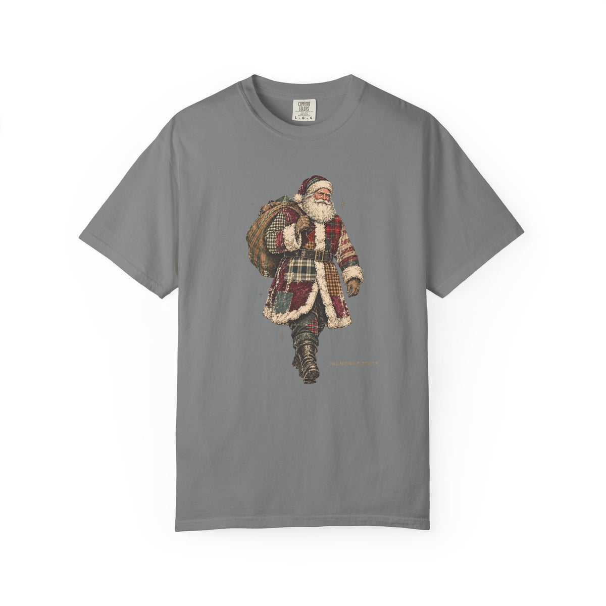 Patchwork Santa — Vintage Christmas Graphic Tee