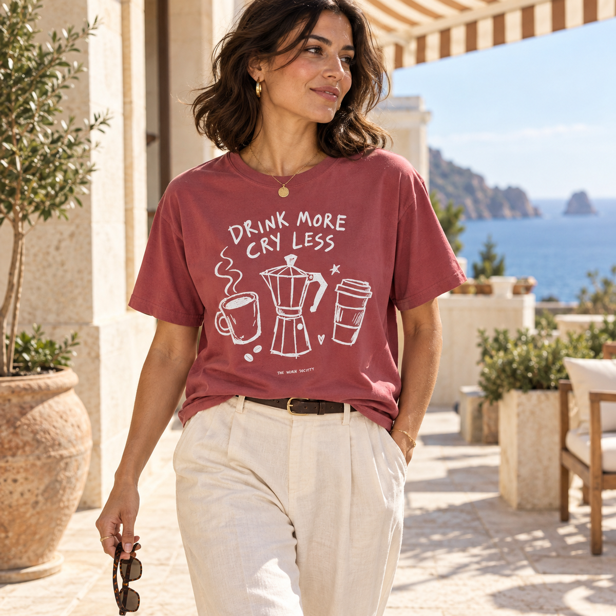 Drink More, Cry Less — Vintage Coffee Graphic Tee