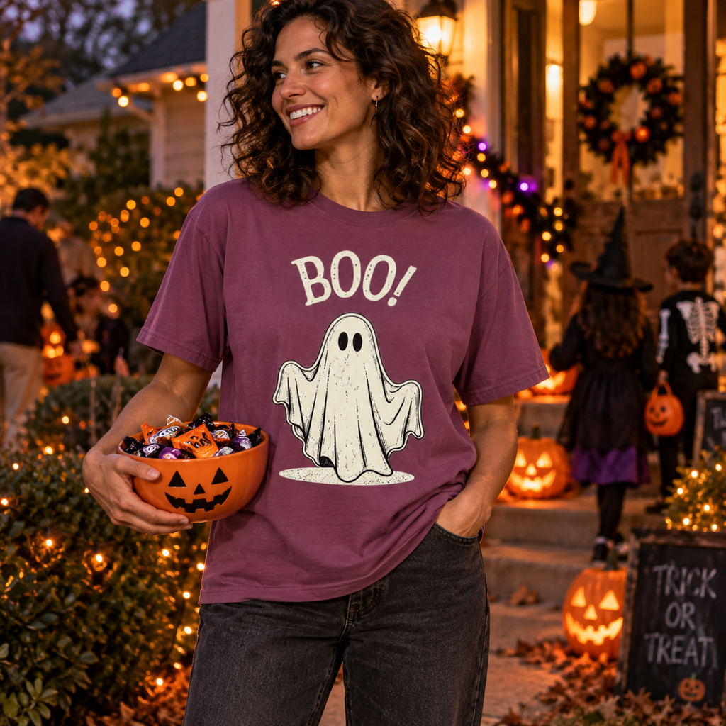BOO! — Vintage Ghost Halloween Graphic Tee