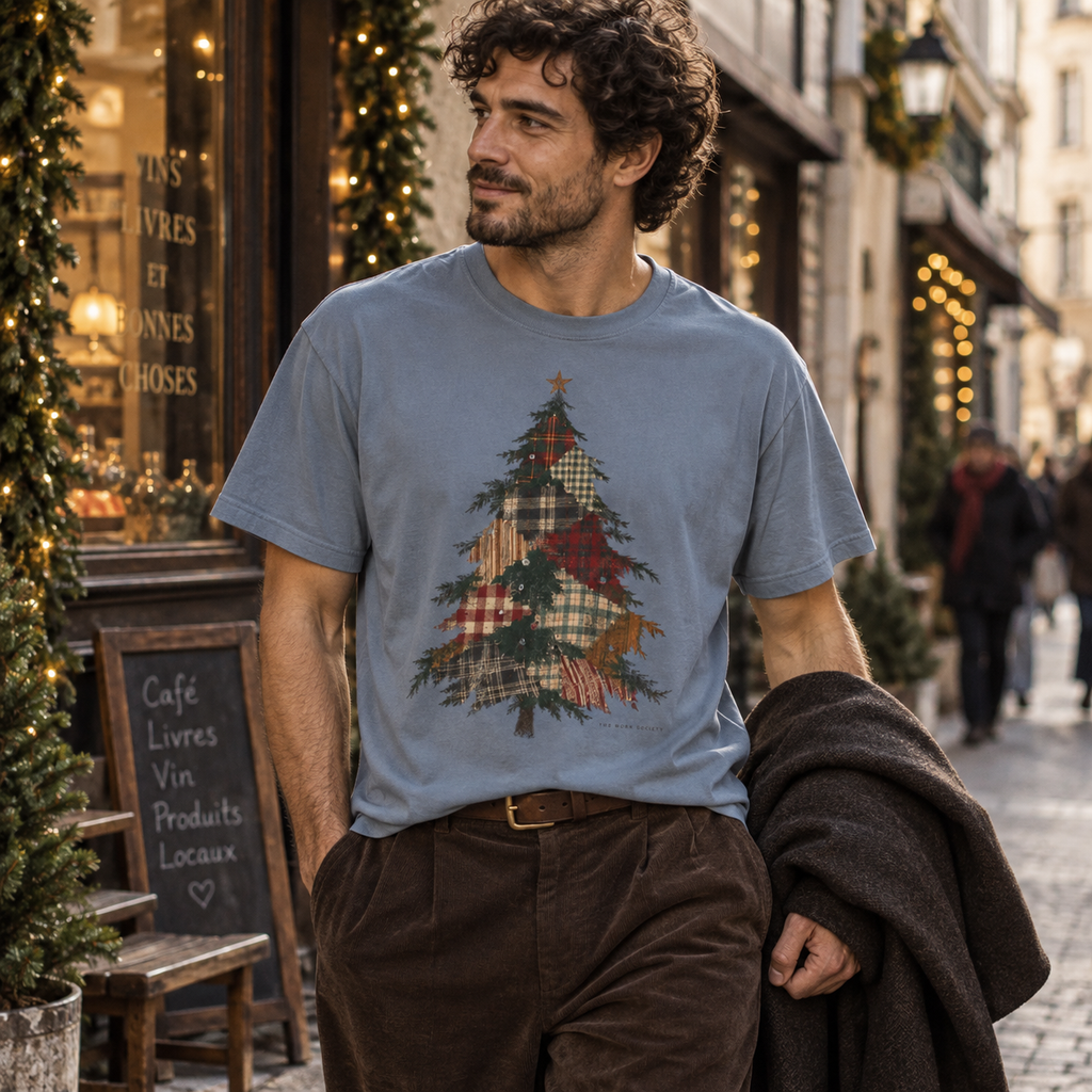 Patchwork Tree — Vintage Christmas Graphic Tee