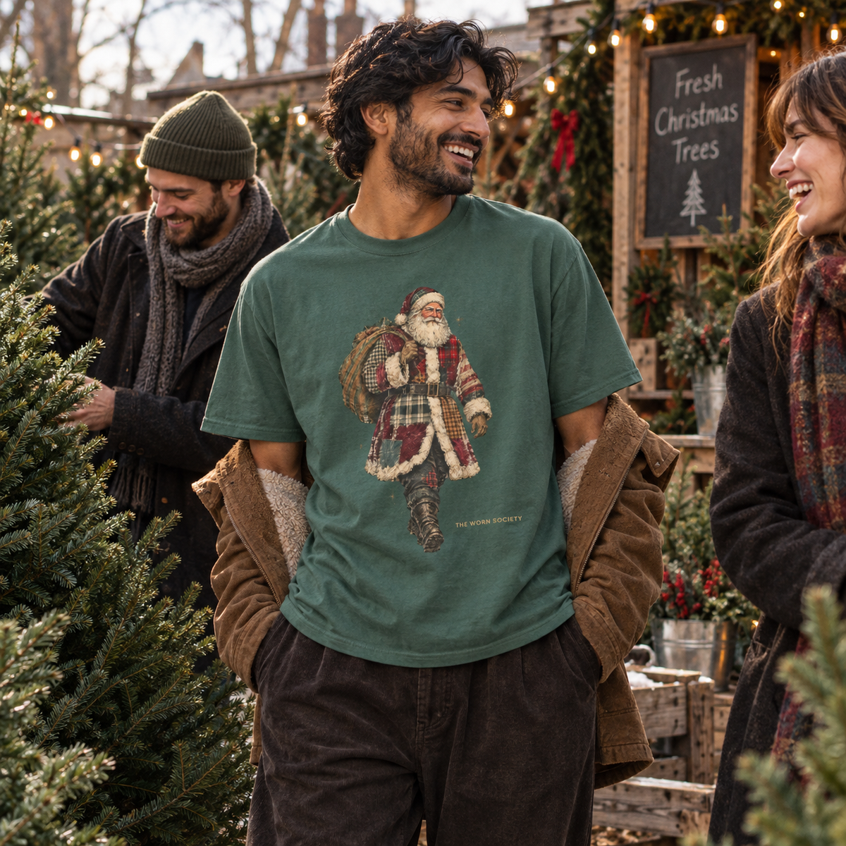 Patchwork Santa — Vintage Christmas Graphic Tee