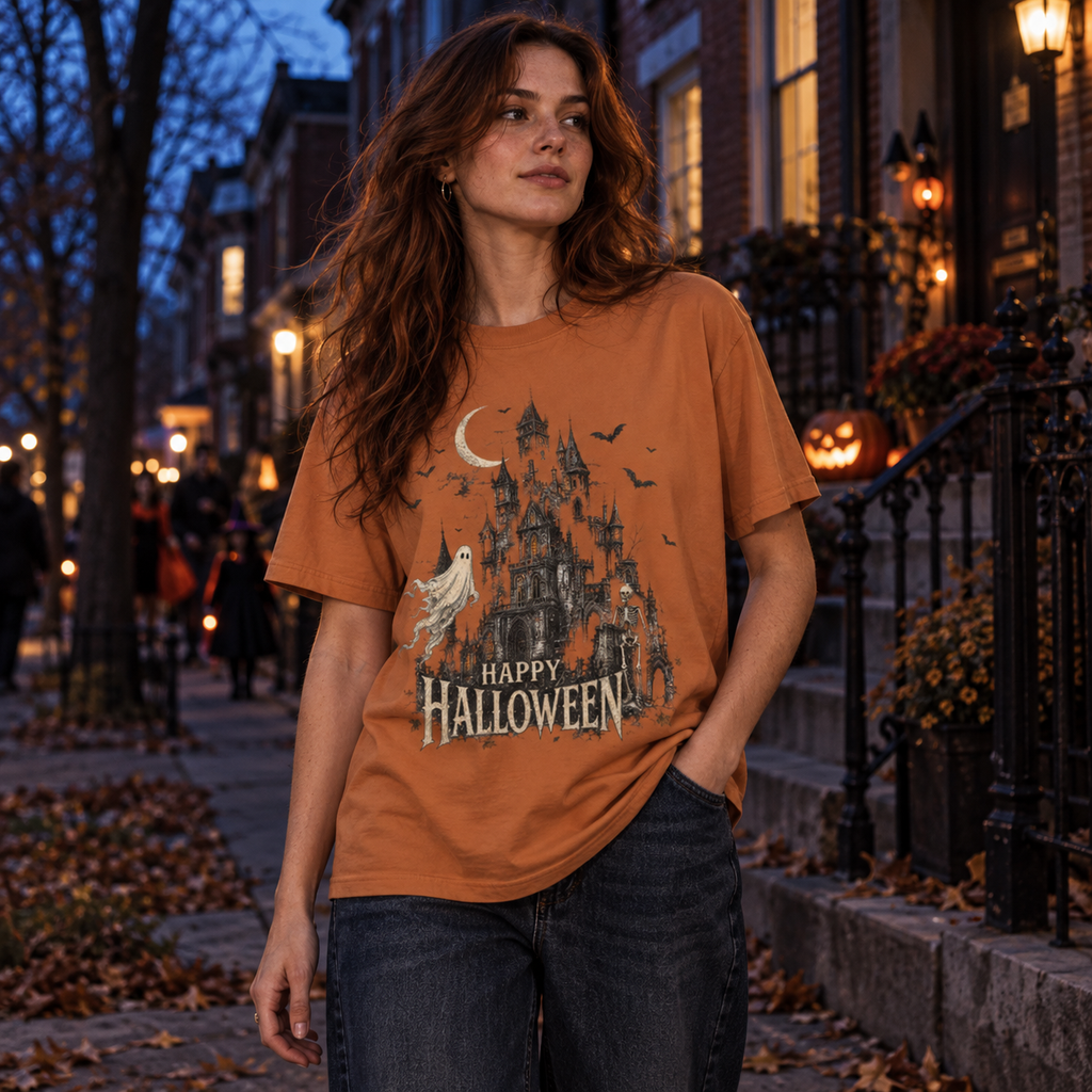 Happy Halloween — Vintage Haunted Castle Graphic Tee