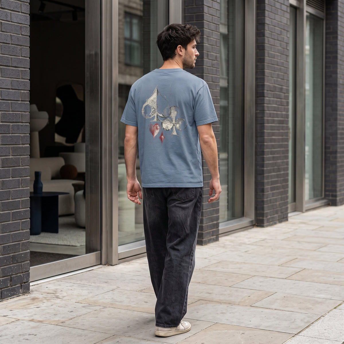 House — Vintage Playing Card Suits Graphic Tee
