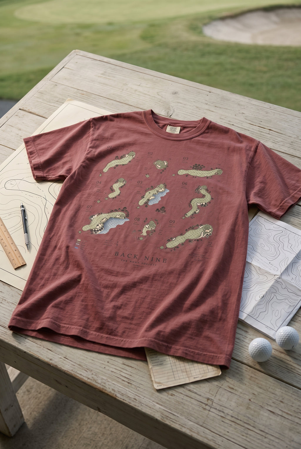 The Back Nine — Vintage Golf Course Map Graphic Tee