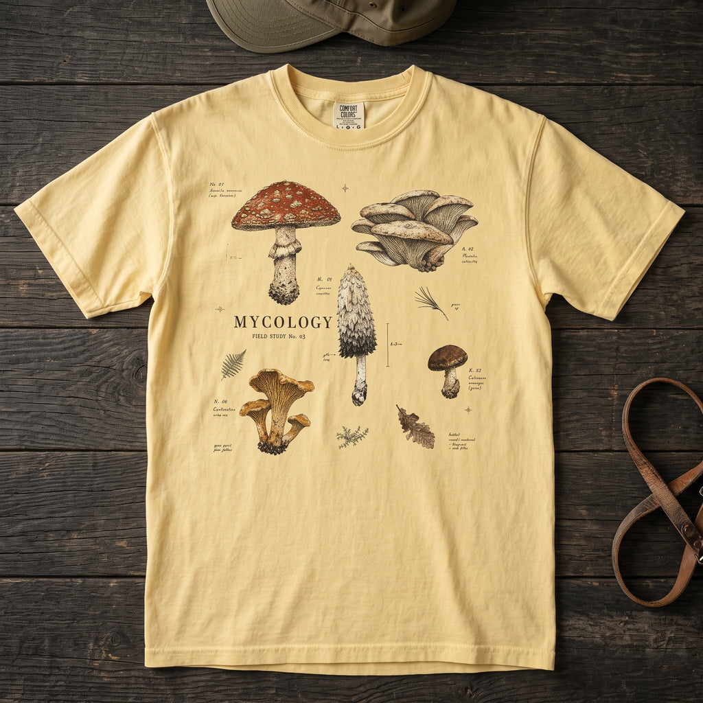 Mycology — Vintage Mushroom Field Study Graphic Tee