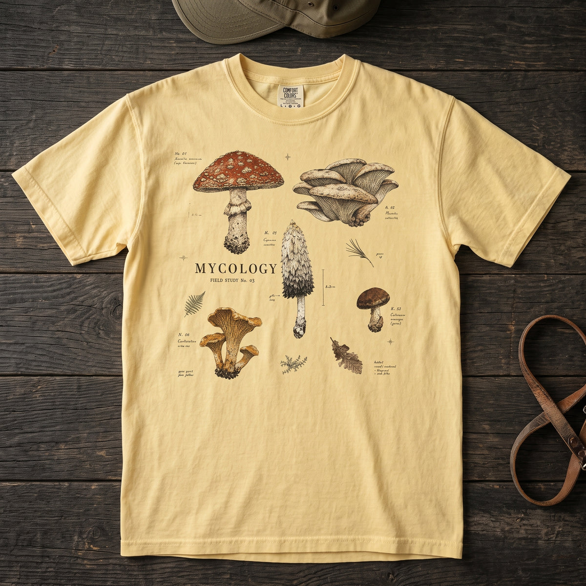 Mycology — Vintage Mushroom Field Study Graphic Tee