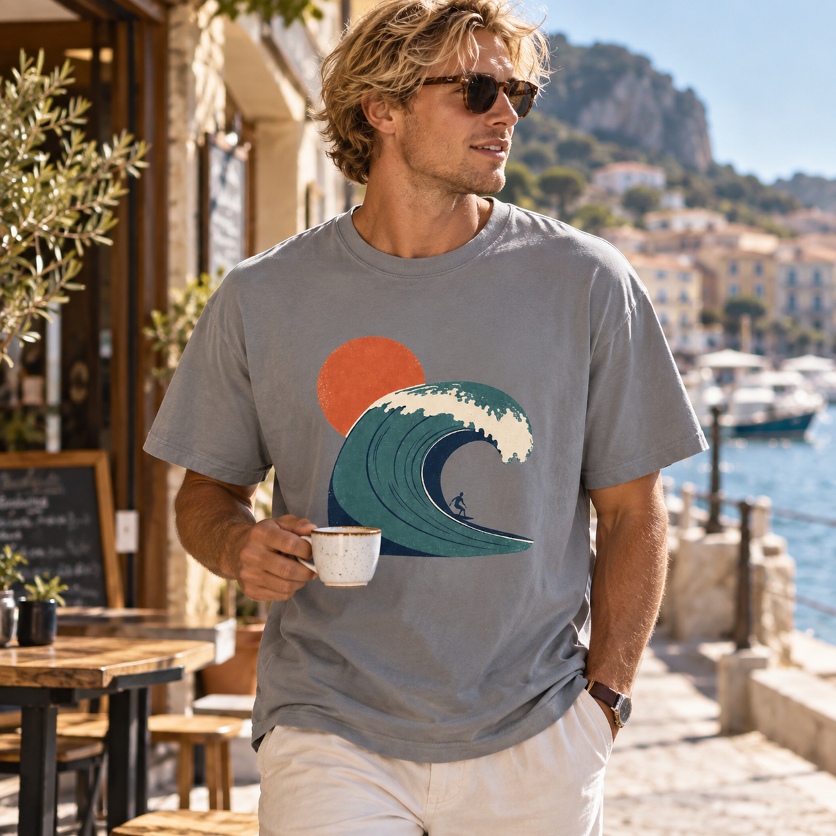 High Tide — Vintage Surf Wave Graphic Tee