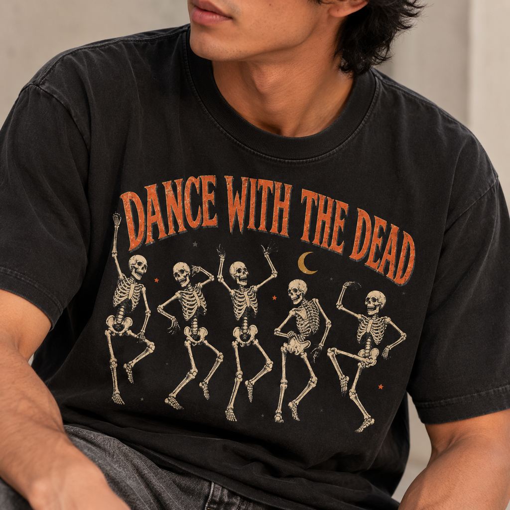 Dance With the Dead — Vintage Halloween Skeleton Graphic Tee