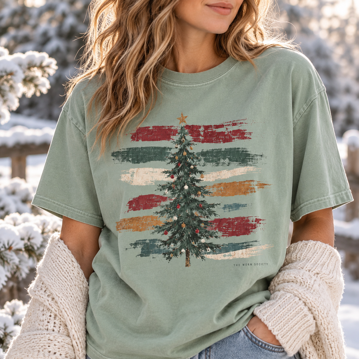 Painted Stripe — Vintage Christmas Tree Graphic Tee