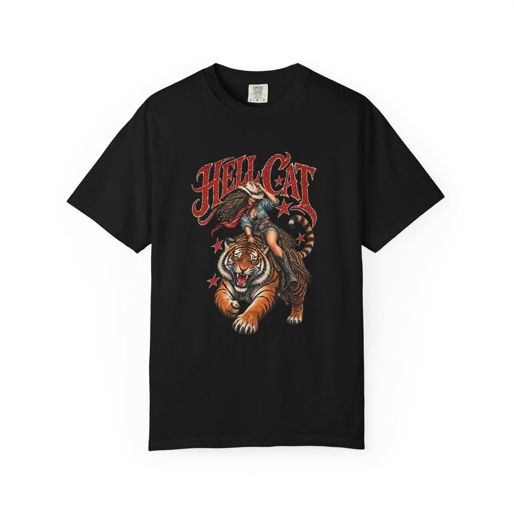 Hell Cat — Vintage Cowgirl & Tiger Graphic Tee