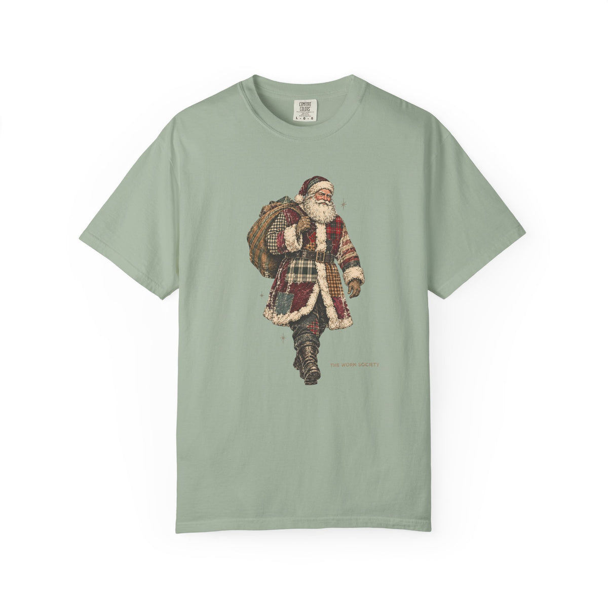 Patchwork Santa — Vintage Christmas Graphic Tee