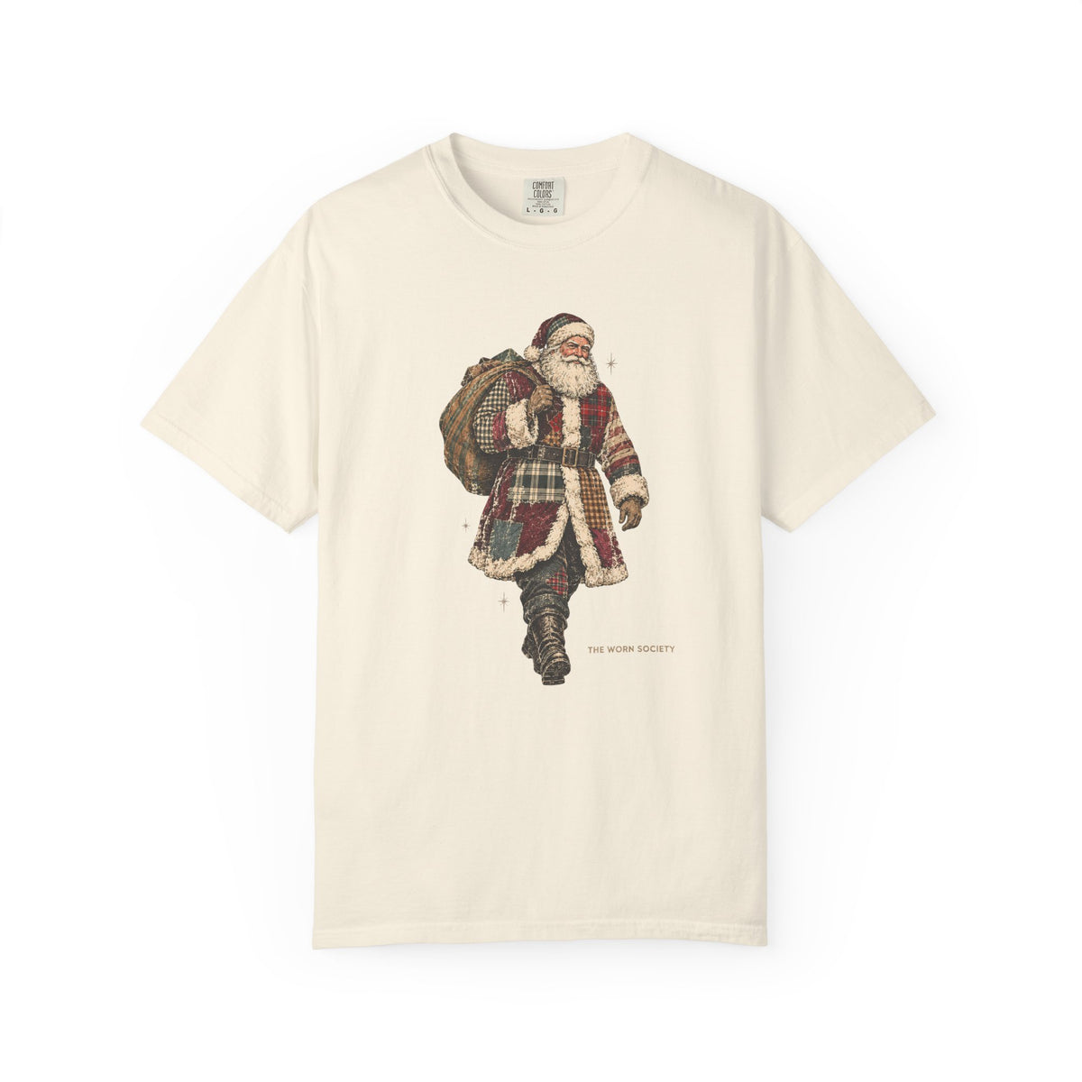 Patchwork Santa — Vintage Christmas Graphic Tee