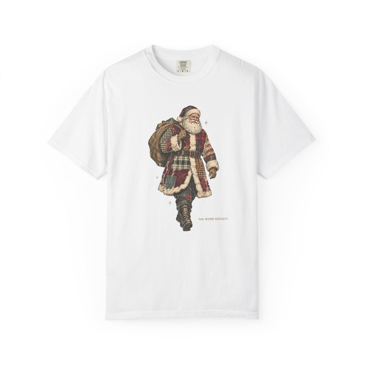 Patchwork Santa — Vintage Christmas Graphic Tee