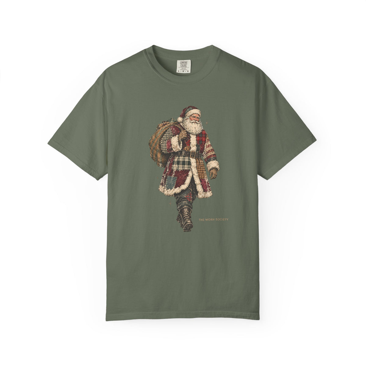Patchwork Santa — Vintage Christmas Graphic Tee