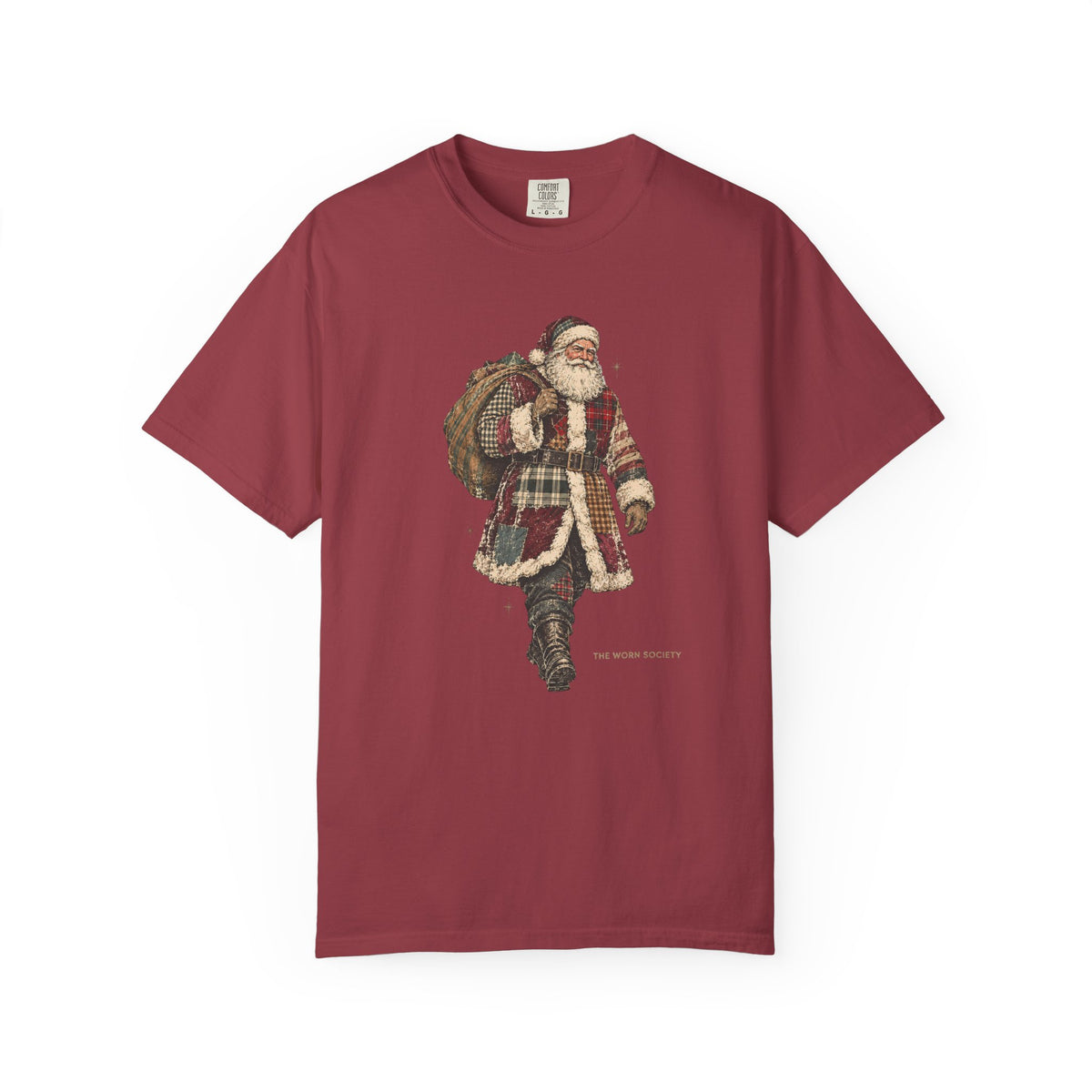 Patchwork Santa — Vintage Christmas Graphic Tee