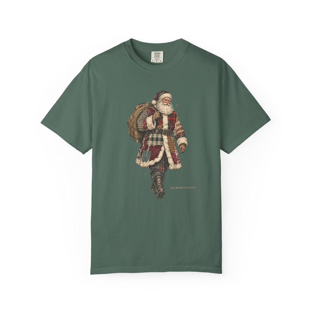 Patchwork Santa — Vintage Christmas Graphic Tee