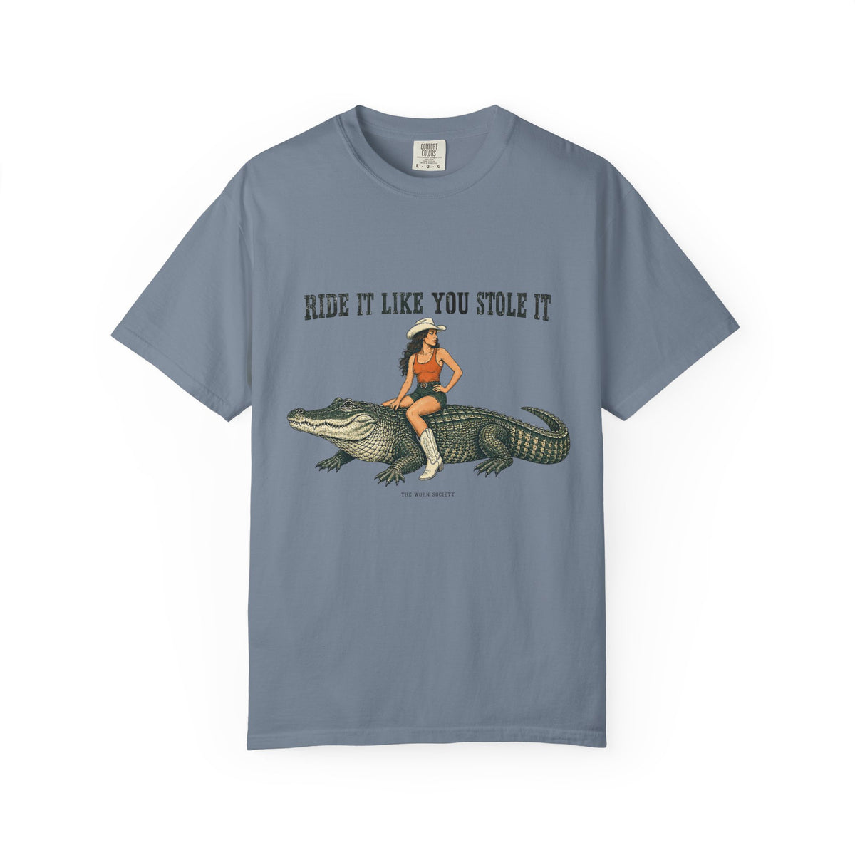 Ride It Like You Stole It — Cowgirl & Alligator Graphic Tee