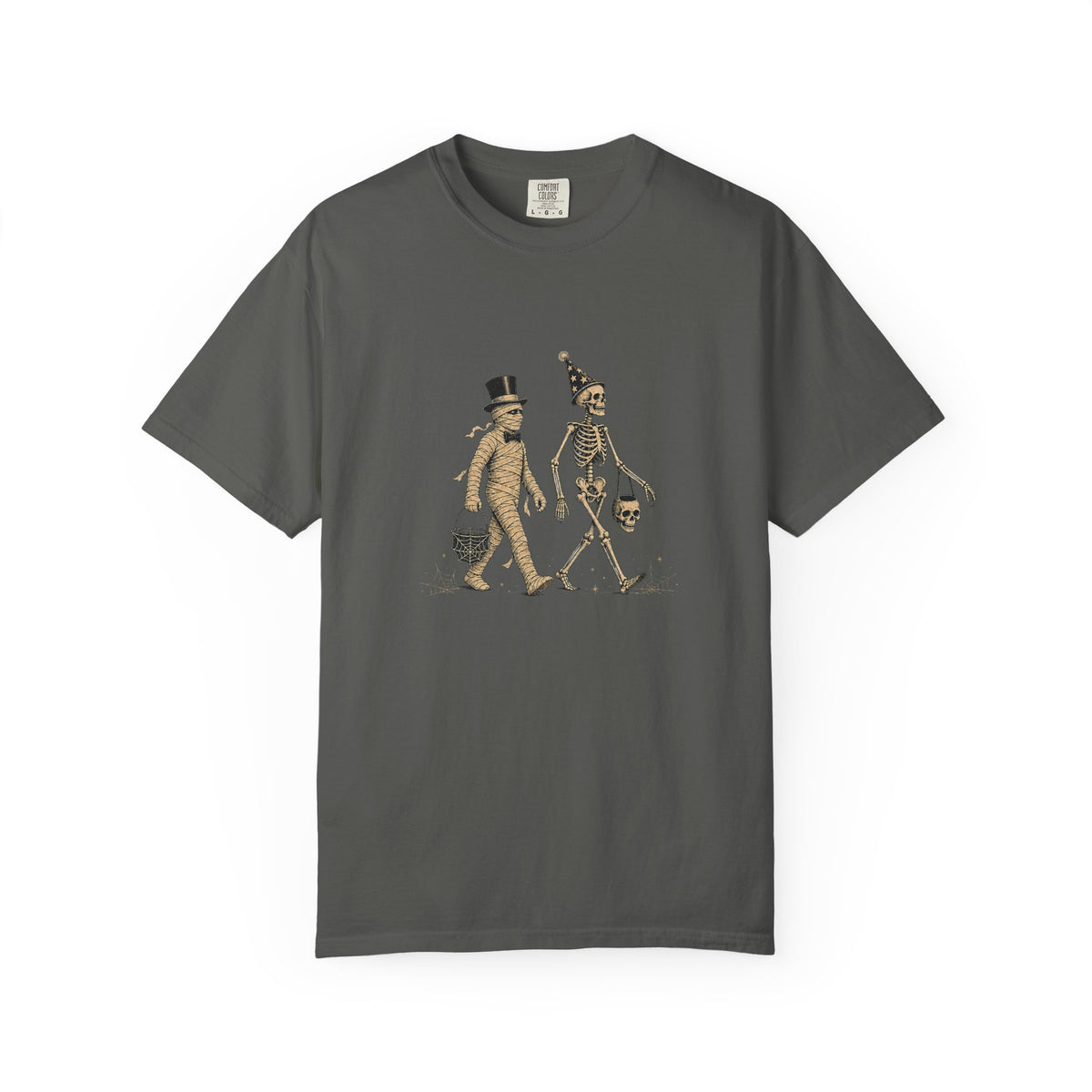 Trick or Treat — Vintage Halloween Skeleton & Mummy Graphic Tee