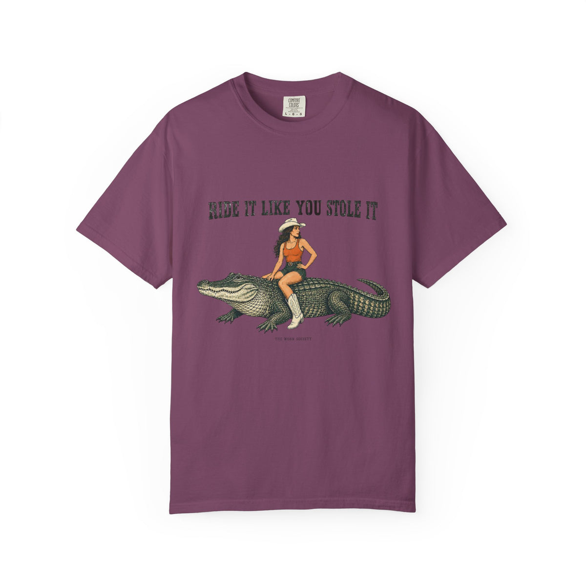 Ride It Like You Stole It — Cowgirl & Alligator Graphic Tee